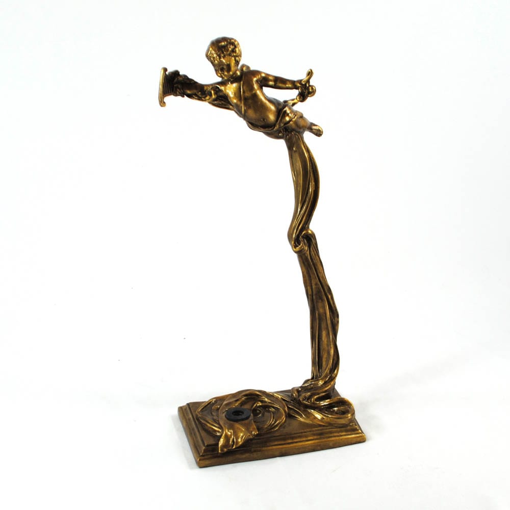 World Artisan Violin Stand – Greek Harpist – Aged Gold